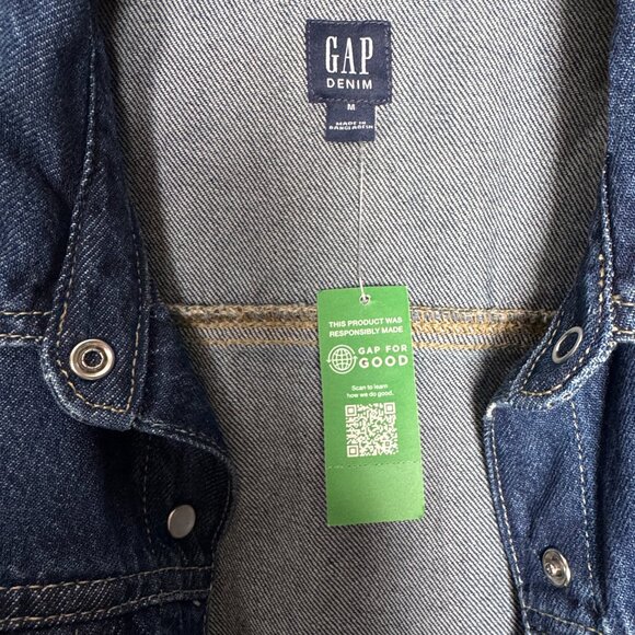 NWT GAP DENIM DRESS 100% COTTON WESTERN CLEAN GIRL COASTAL COWGIRL CLASSIC M - Picture 4 of 7